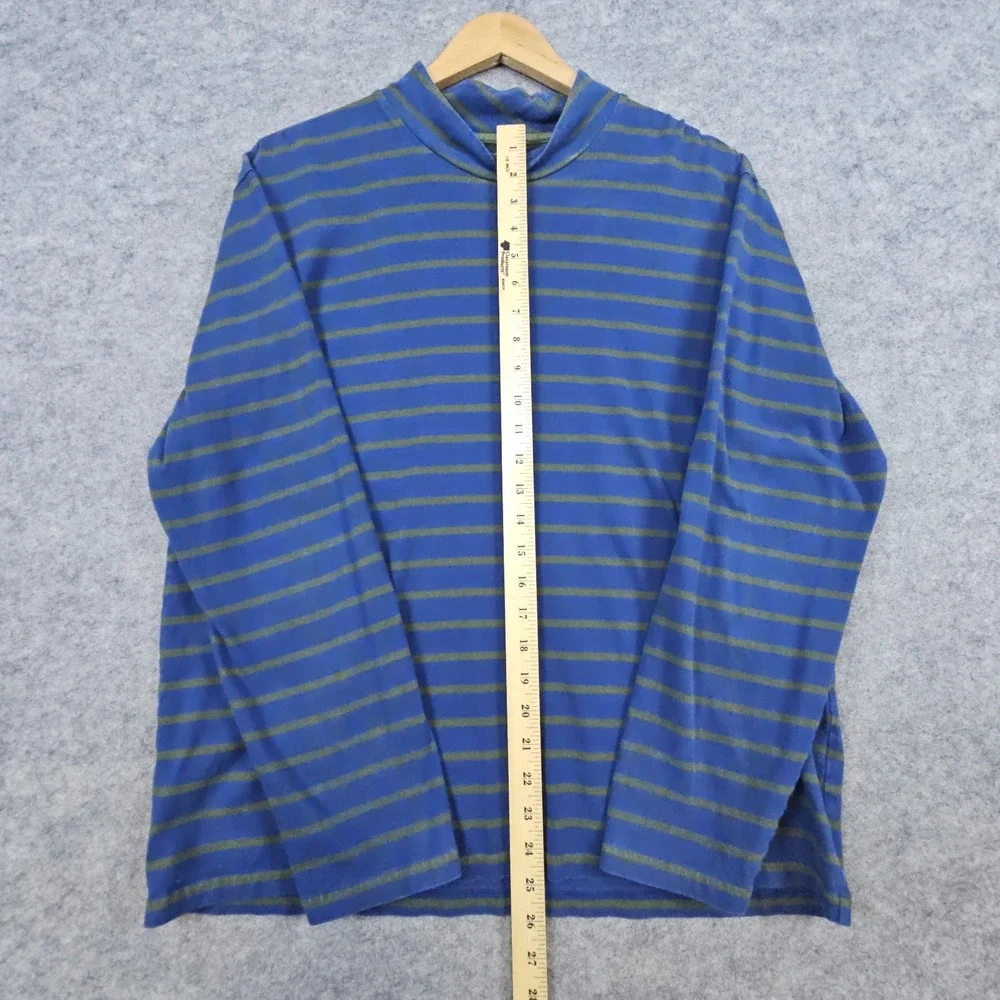Bonobos Men's Blue/Green Striped Shirt Size M Long Sleeve 100% Cotton High‎ Neck